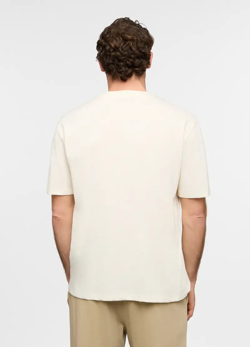 T-shirt Girocollo In Cotone Fiammato Uomo, Bianco avorio miniatura 2