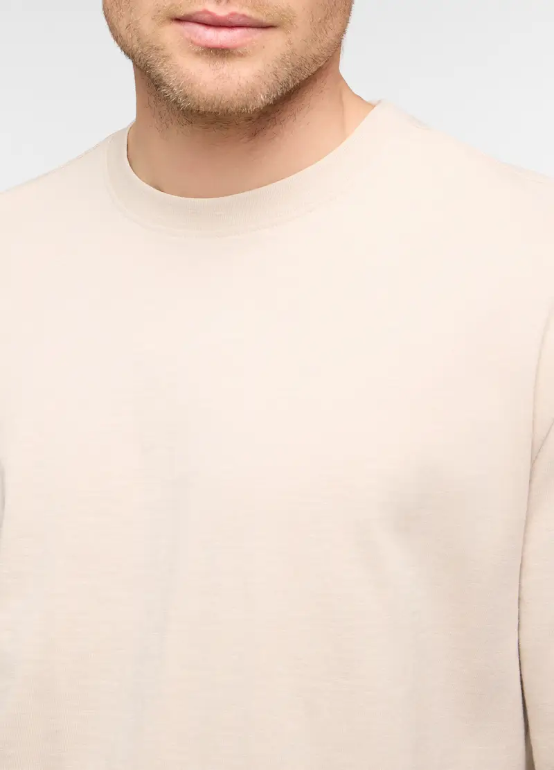 T-shirt Girocollo In Cotone Fiammato Uomo, Crema miniatura 3