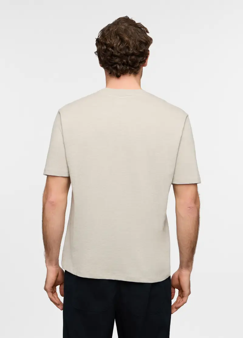 T-shirt Girocollo In Cotone Fiammato Uomo, Grigio pietra miniatura 2