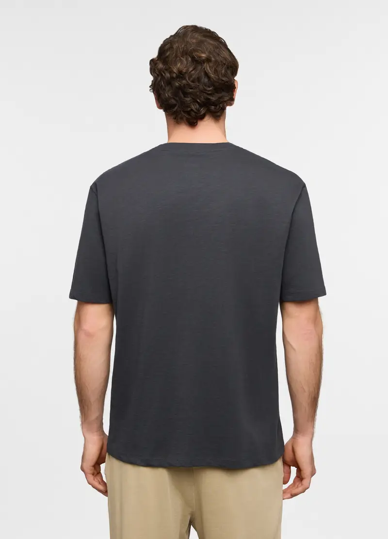 T-shirt Girocollo In Cotone Fiammato Uomo, Grigio scuro miniatura 2