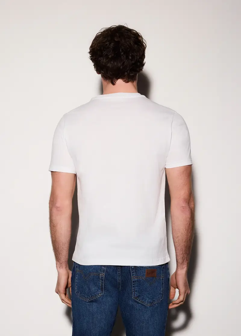 T-shirt In Jersey Di Cotone Con Logo Uomo, Bianco miniatura 2