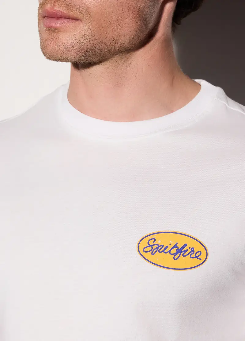 T-shirt In Jersey Di Cotone Con Logo Uomo, Bianco miniatura 3