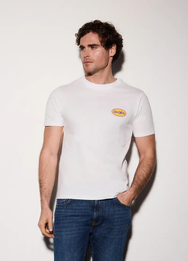 T-shirt In Jersey Di Cotone Con Logo Uomo, Bianco
