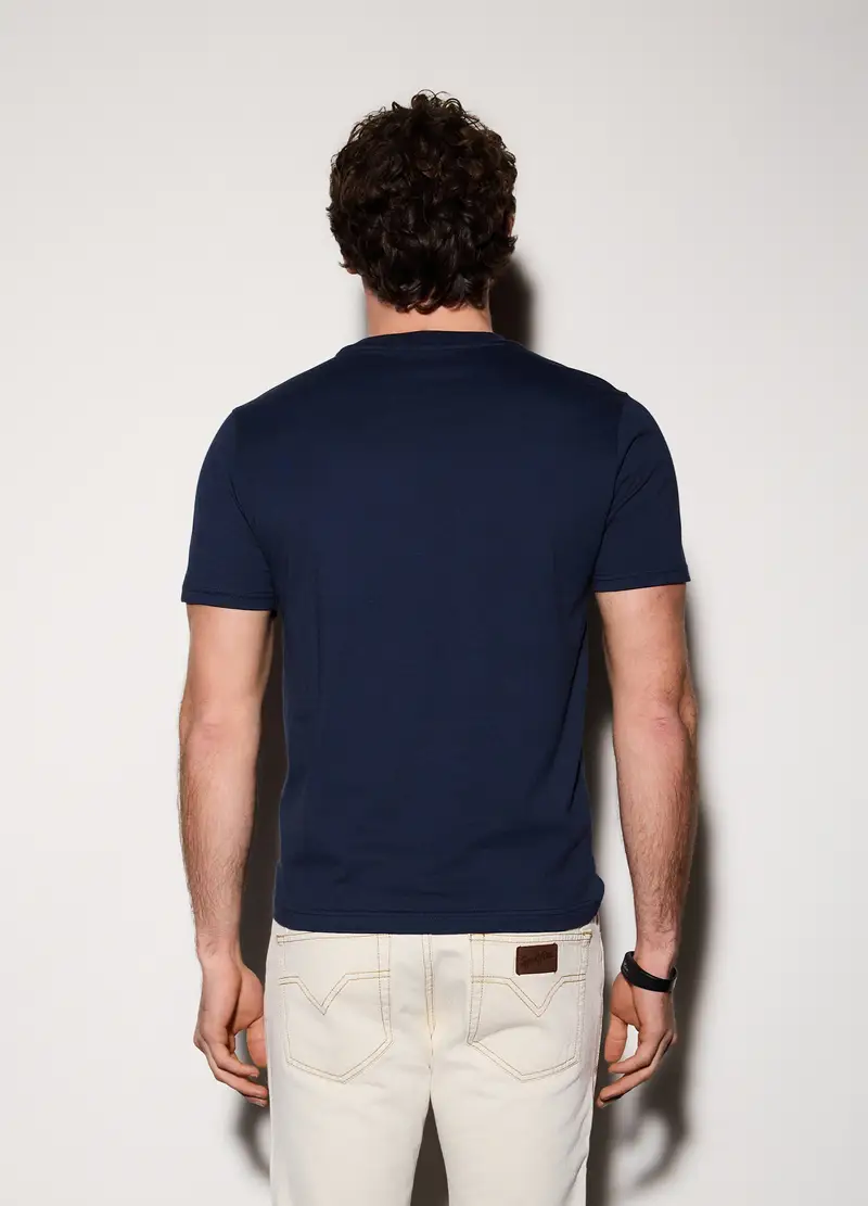 T-shirt In Jersey Di Cotone Con Logo Uomo, Blu scuro miniatura 2