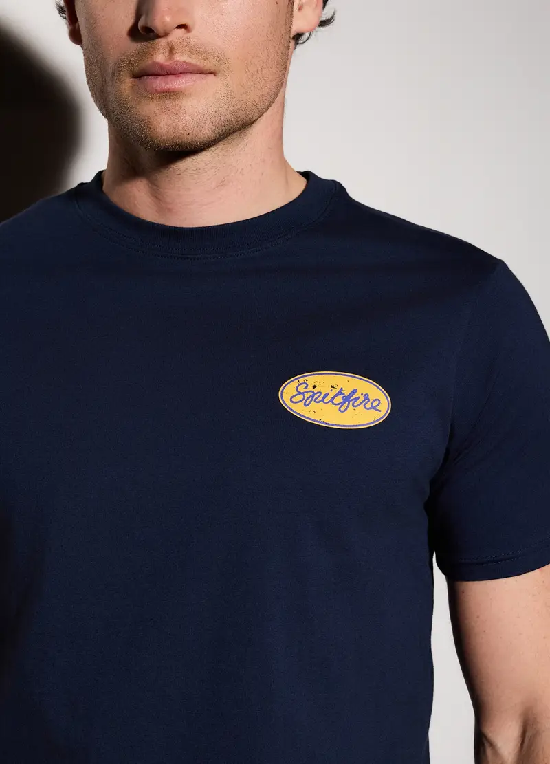 T-shirt In Jersey Di Cotone Con Logo Uomo, Blu scuro miniatura 3