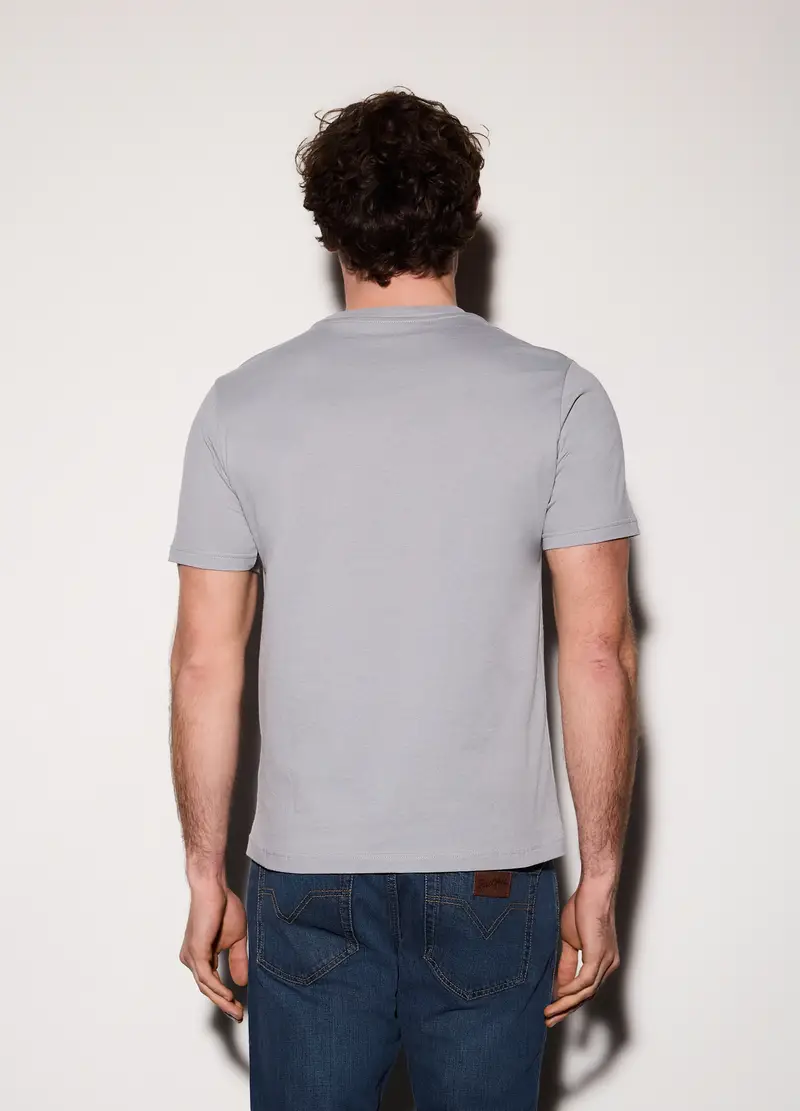 T-shirt In Jersey Di Cotone Con Logo Uomo, Grigio cemento miniatura 2
