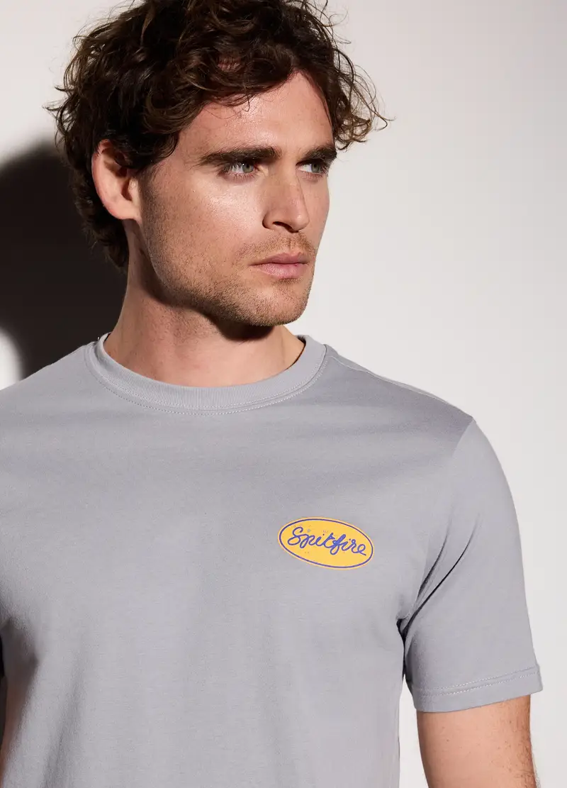 T-shirt In Jersey Di Cotone Con Logo Uomo, Grigio cemento miniatura 3