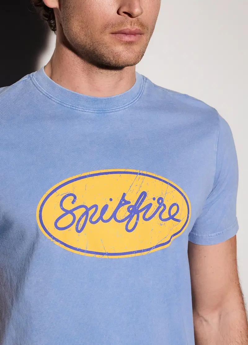 T-shirt In Jersey Di Cotone Con Stampa Uomo, Azzurro celeste miniatura 3