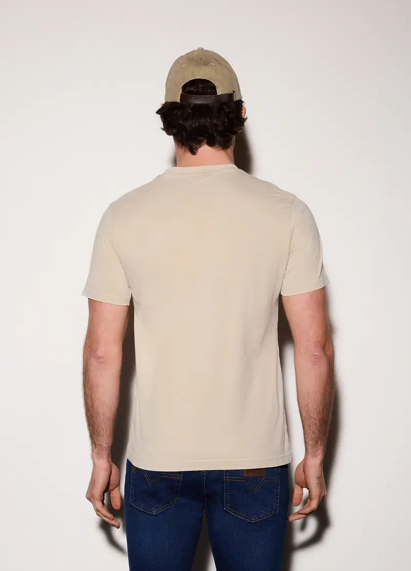 T-shirt In Jersey Di Cotone Con Stampa Uomo, Beige miniatura 2