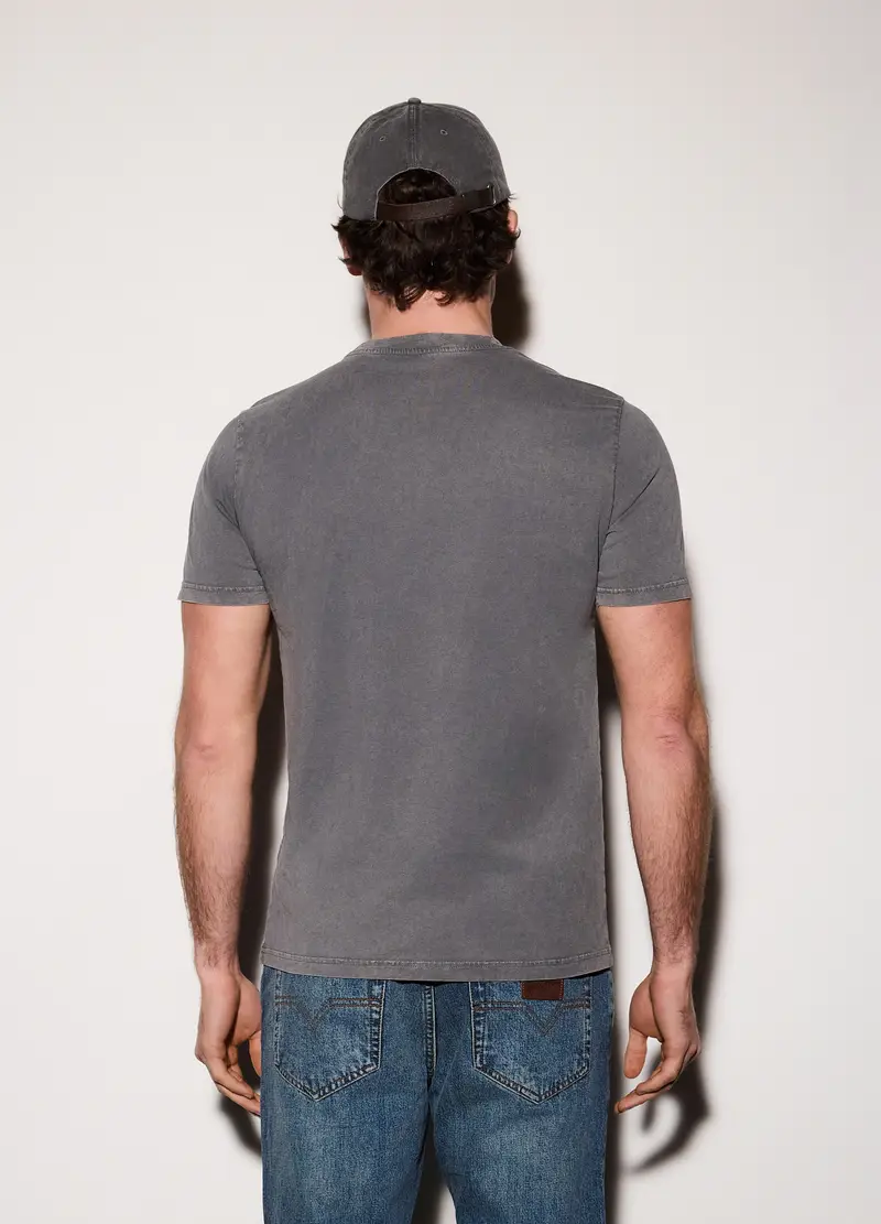 T-shirt In Jersey Di Cotone Con Stampa Uomo, Grigio scuro miniatura 2