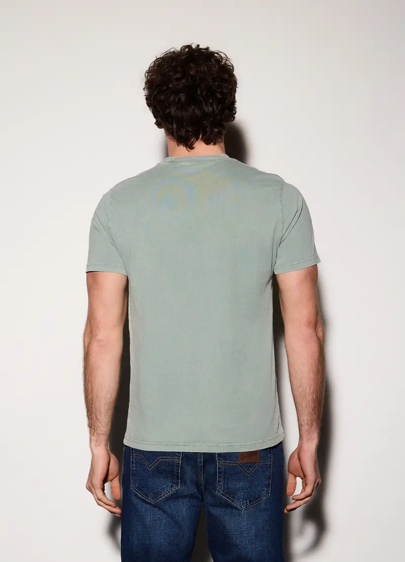 T-shirt In Jersey Di Cotone Con Stampa Uomo, Verde salvia miniatura 2