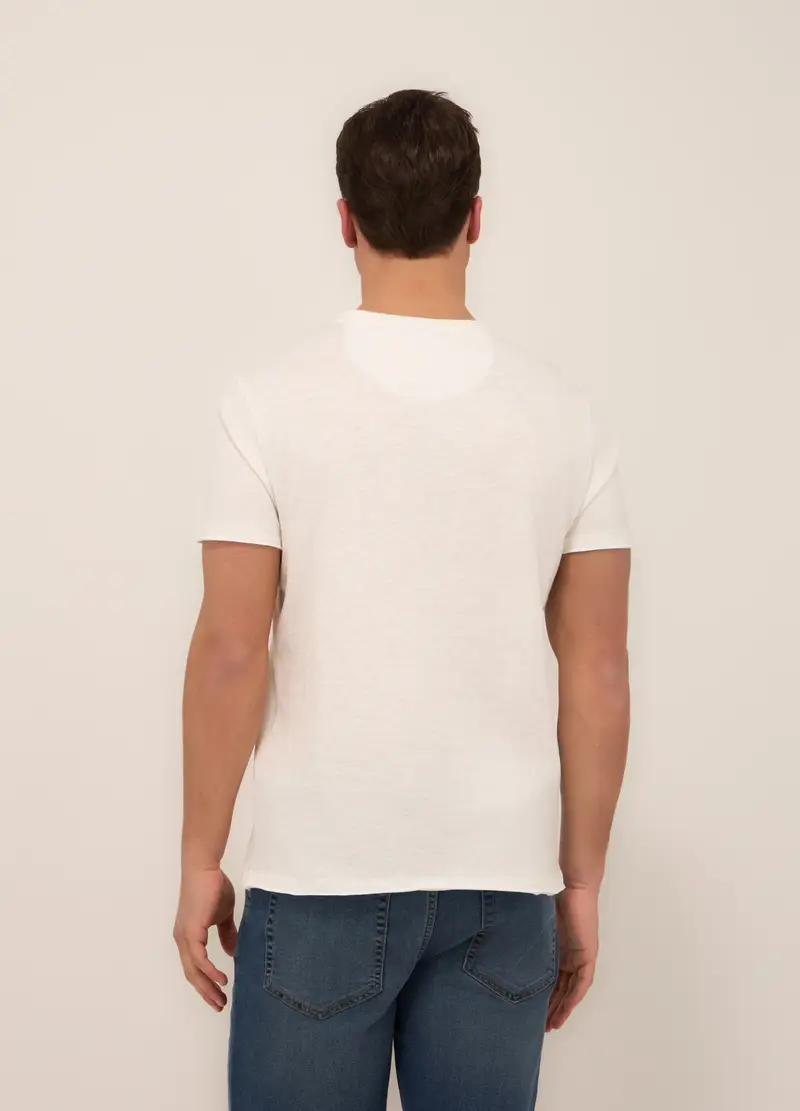 T-shirt In Jersey Di Cotone Mélange Uomo, Unisex, Bianco panna miniatura 2