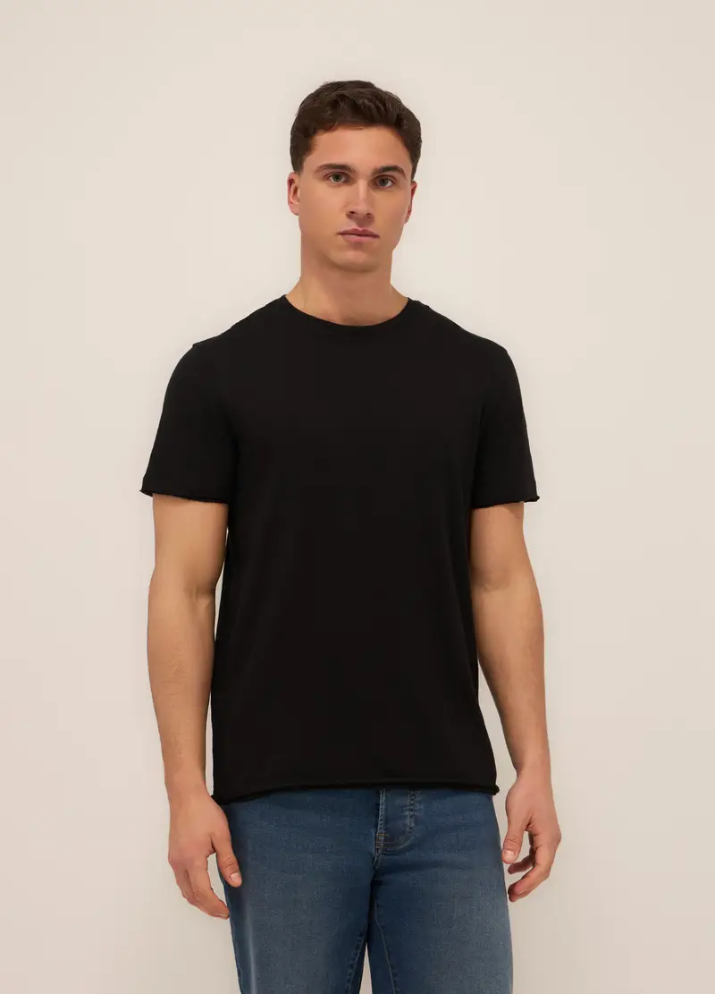 T-shirt In Jersey Di Cotone Uomo, Unisex, Nero
