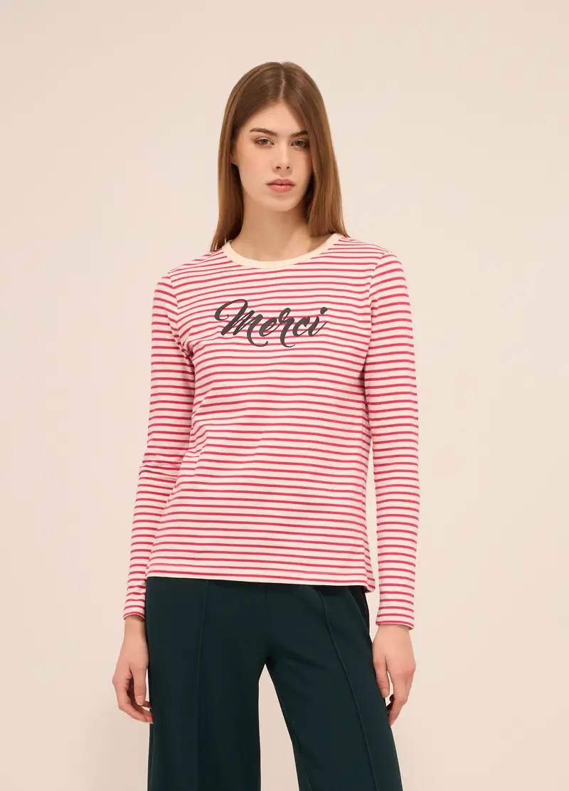 T-shirt In Puro Cotone Donna, Rosa scuro