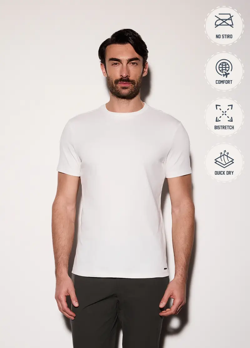 T-shirt Slim Fit In Jersey Di Cotone Uomo, Bianco latte
