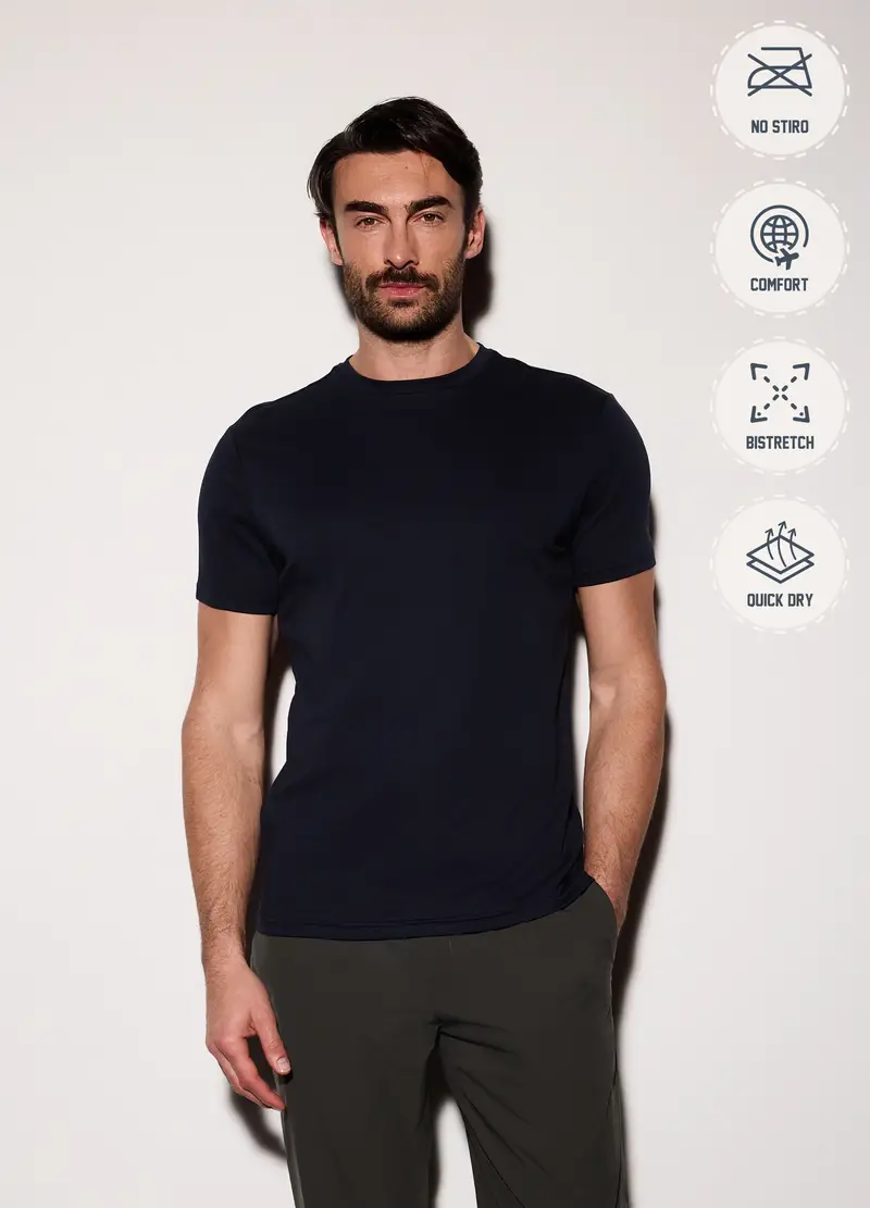 T-shirt Slim Fit In Jersey Di Cotone Uomo, Blu Notte