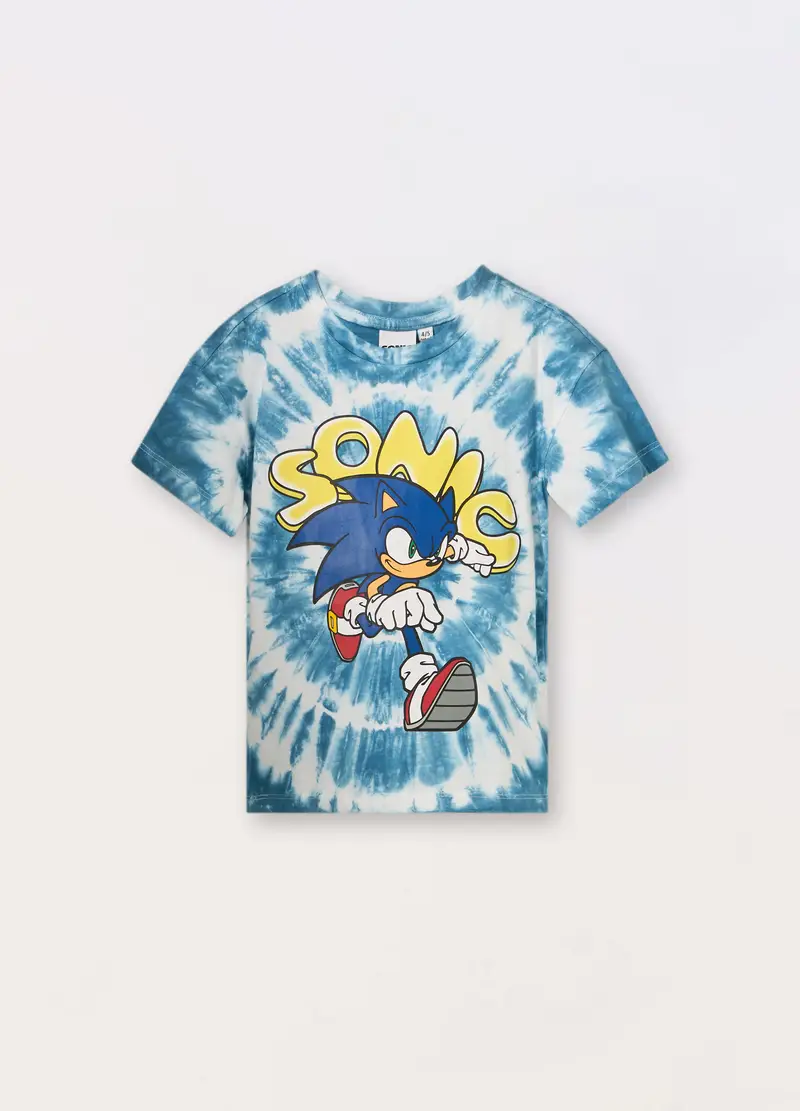 T-shirt Sonic In Puro Cotone Bambino, Bianco gesso