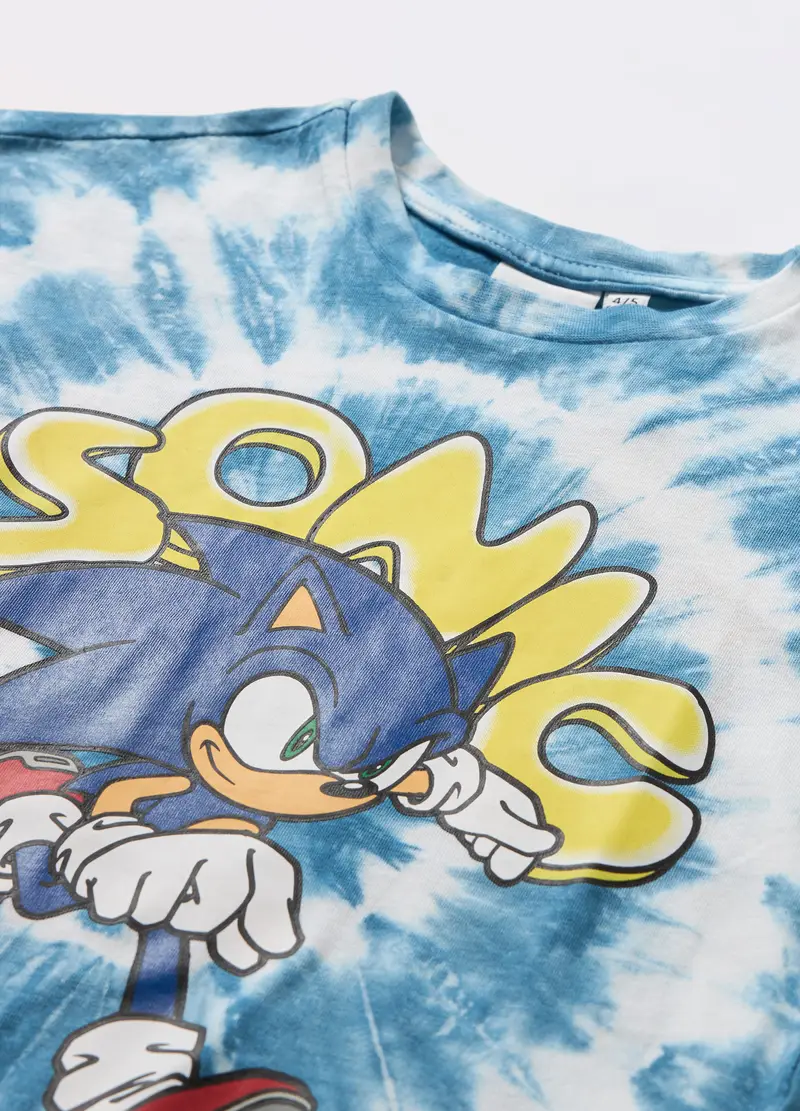 T-shirt Sonic In Puro Cotone Bambino, Bianco gesso miniatura 2