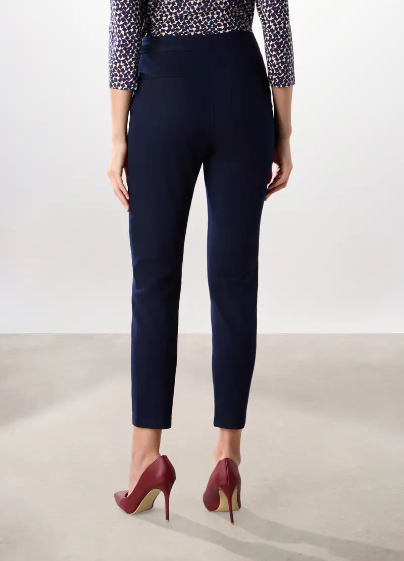 Treggings Misto Cotone Donna, Blu navy miniatura 2