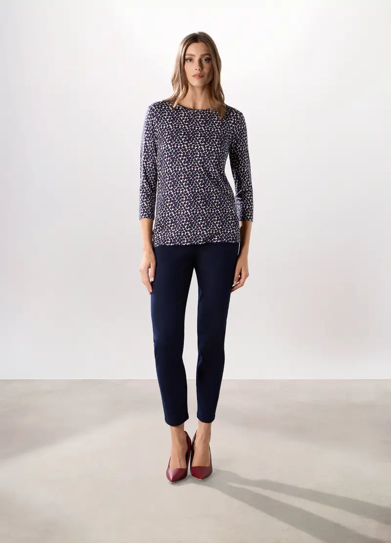 Treggings Misto Cotone Donna, Blu navy
