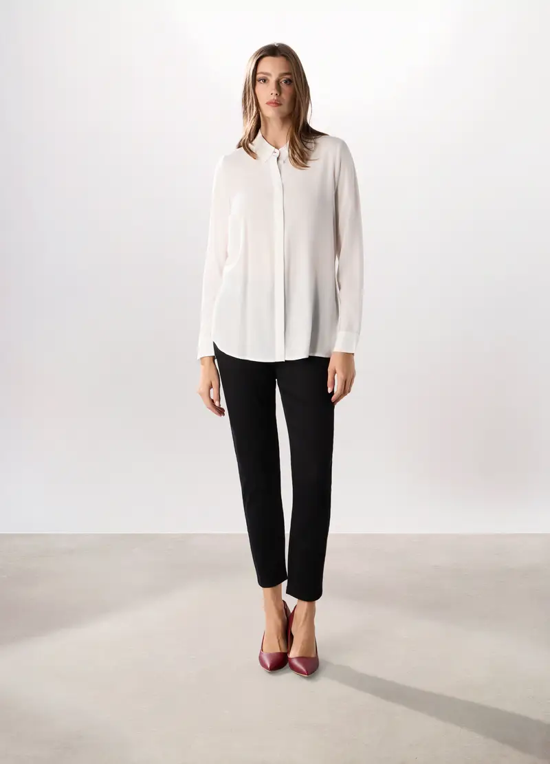 Treggings Misto Cotone Donna, Nero