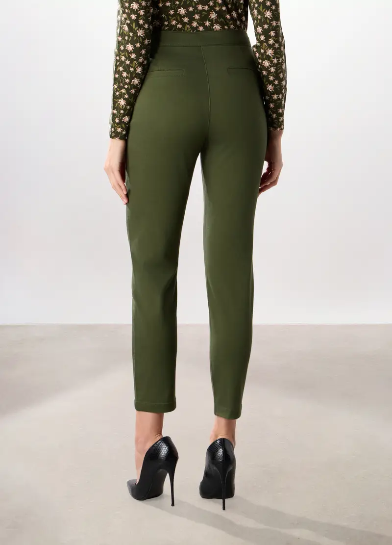 Treggings Misto Cotone Donna, Verde scuro miniatura 2