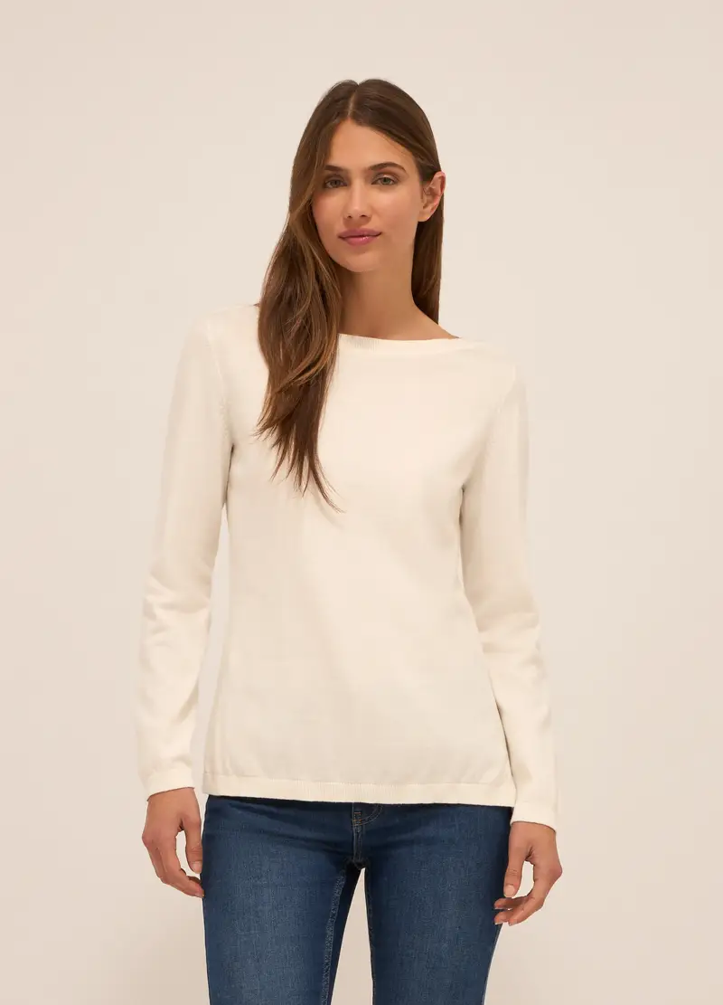 Tricot In Puro Cotone Donna, Bianco panna