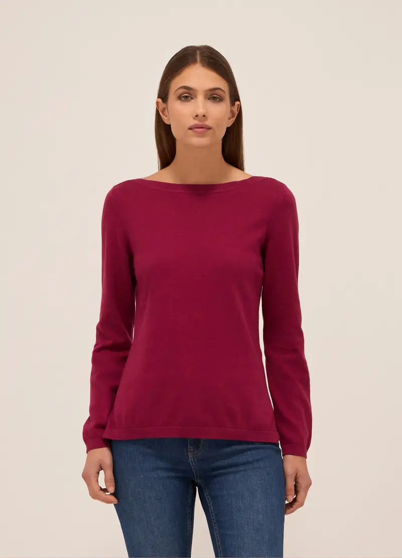 Tricot In Puro Cotone Donna, Rosso scuro