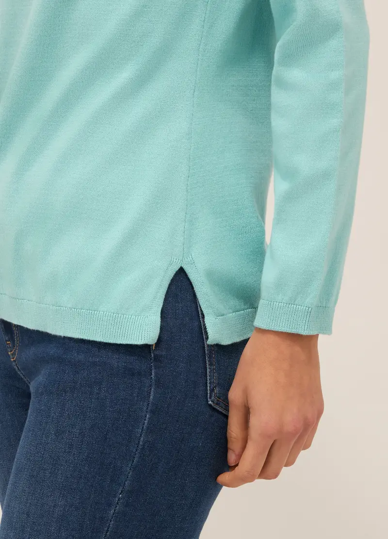 Tricot In Puro Cotone Donna, Verde acqua miniatura 3