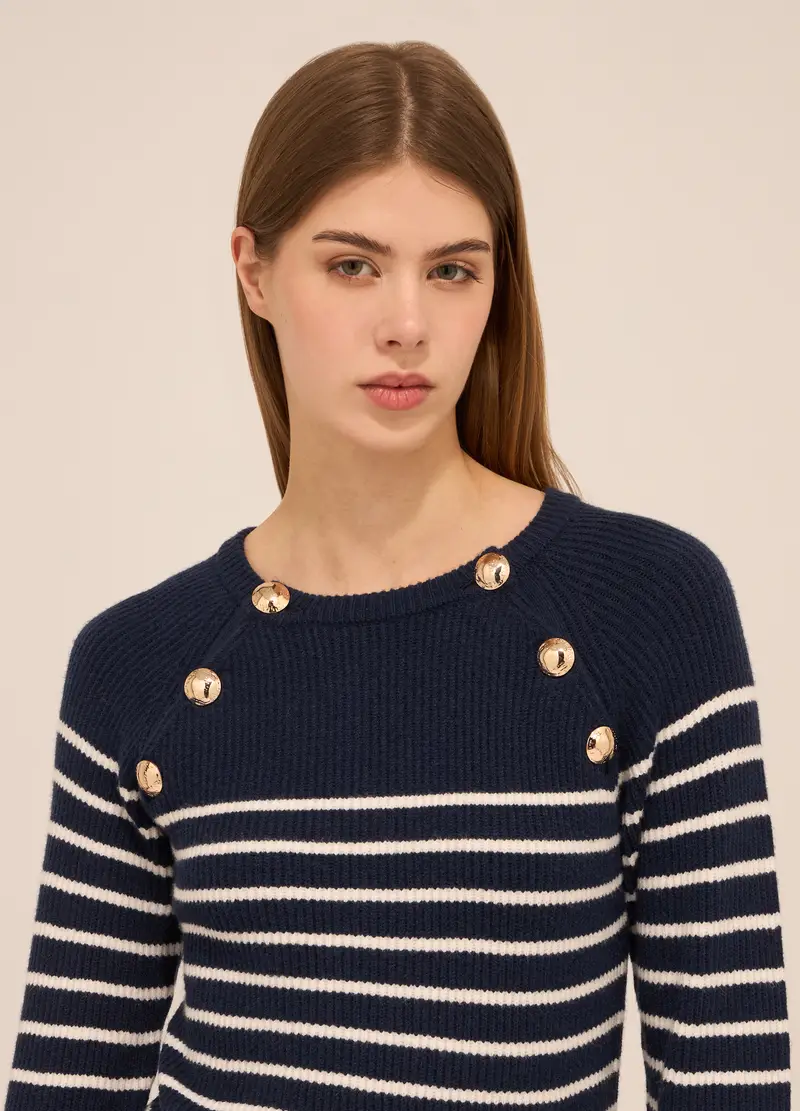 UPIM HB, Tricot Misto Viscosa A Righe Donna, Blu navy, Taglia: XS miniatura 2