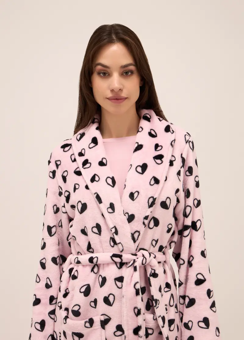 UPIM HB, Vestaglia In Coral Fleece Donna, Rosa/Nero, Taglia: S miniatura 2