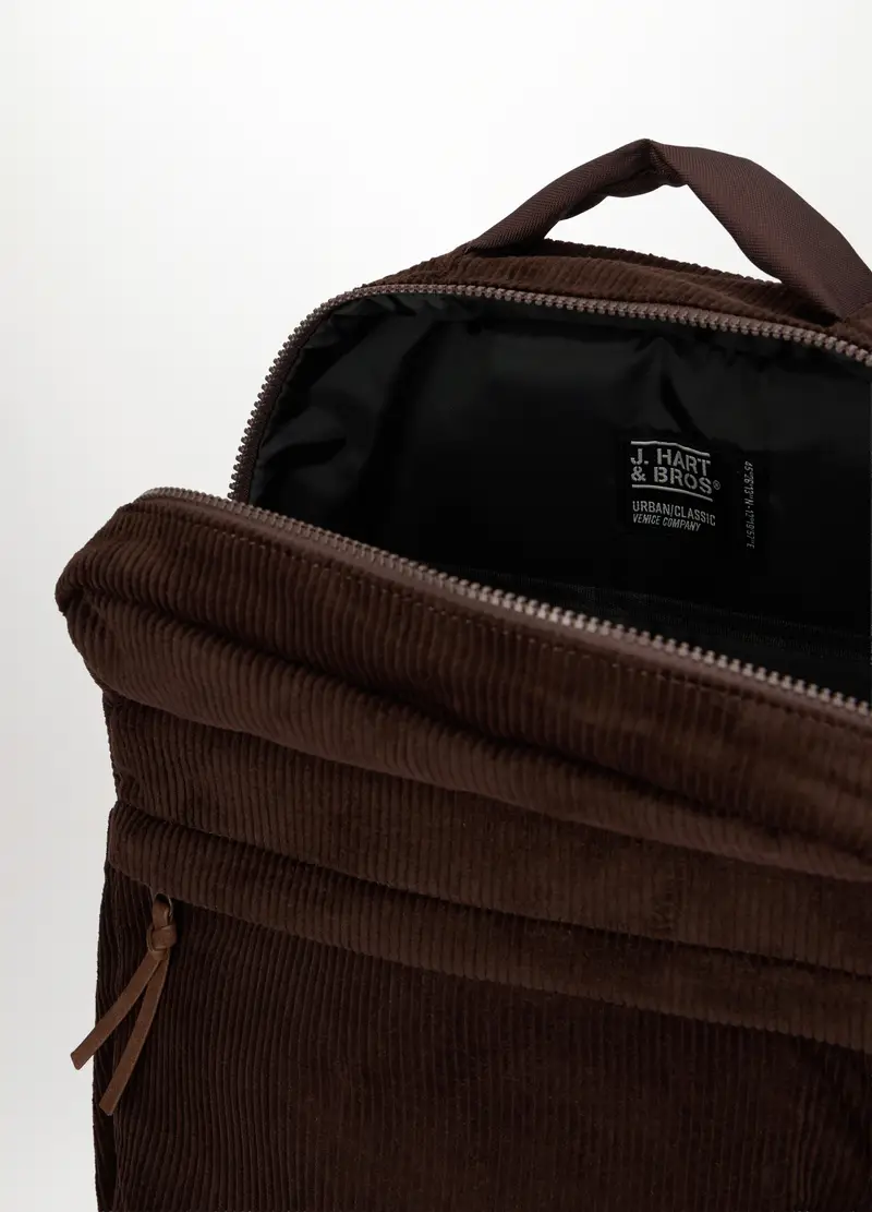 Zaino In Velluto A Coste Uomo, Marrone miniatura 3