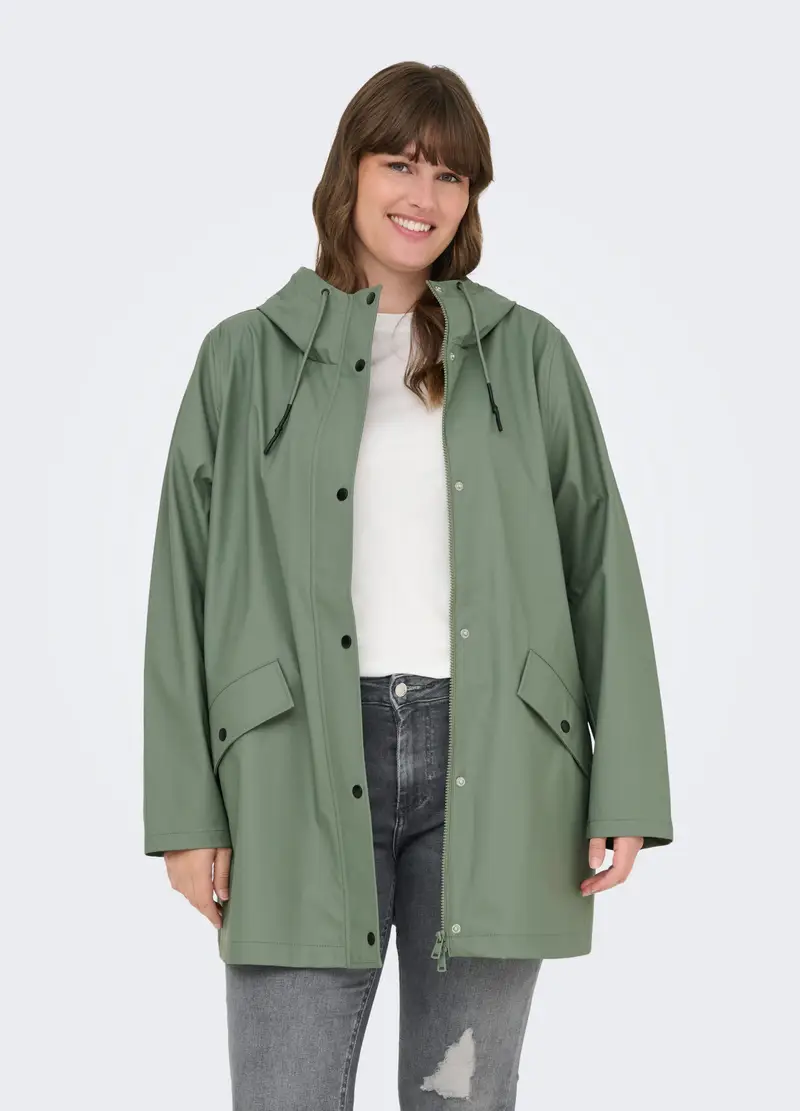 Impermeabile Con Cappuccio, Unisex, Verde salvia