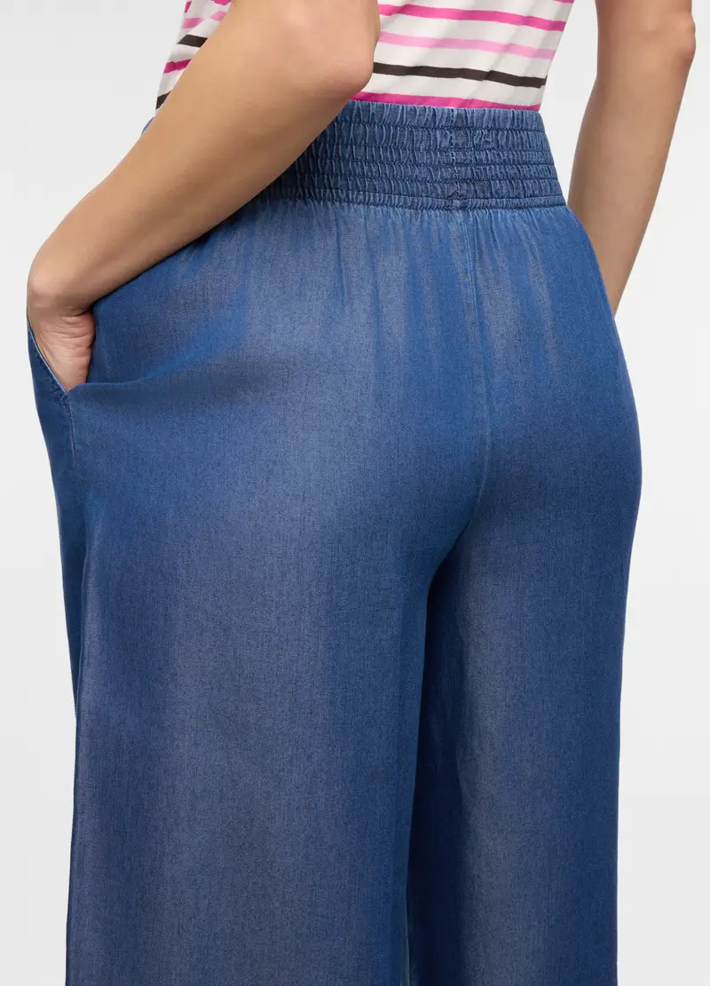 Jeans Fit Wide In Lyocell Donna, Blu miniatura 3