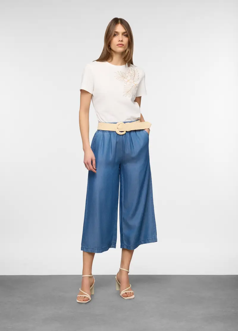 Jeans Fit Wide In Lyocell Donna, Blu chiaro