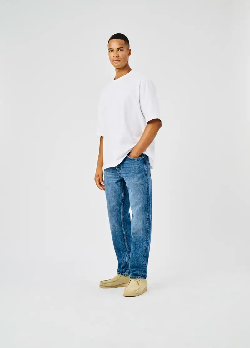 Jeans Regular Fit In Denim Uomo, Unisex, Blu denim