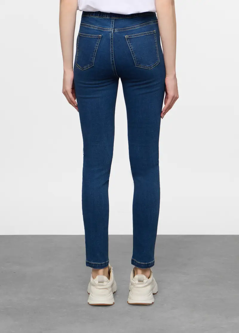 Jegging Skinny Denim Stretch Donna, Blu scuro miniatura 3