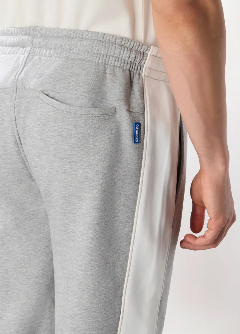 Jogger Bicolore In Misto Cotone Uomo, Unisex, Grigio chiaro melange miniatura 3