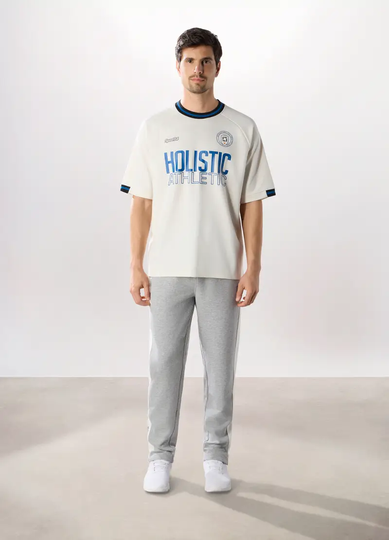 Jogger Bicolore In Misto Cotone Uomo, Unisex, Grigio chiaro melange