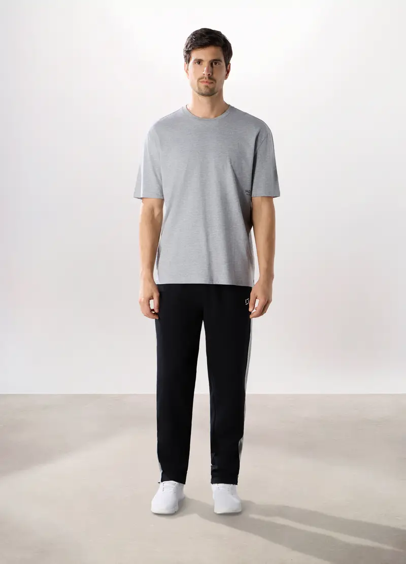 Jogger Bicolore In Misto Cotone Uomo, Unisex, Nero