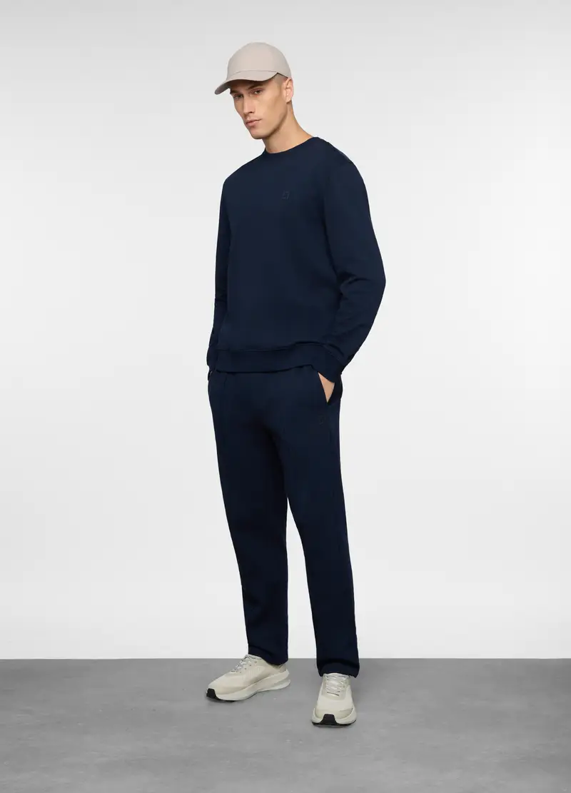 Jogger Con Crête In Interlock Uomo, Unisex, Blu navy