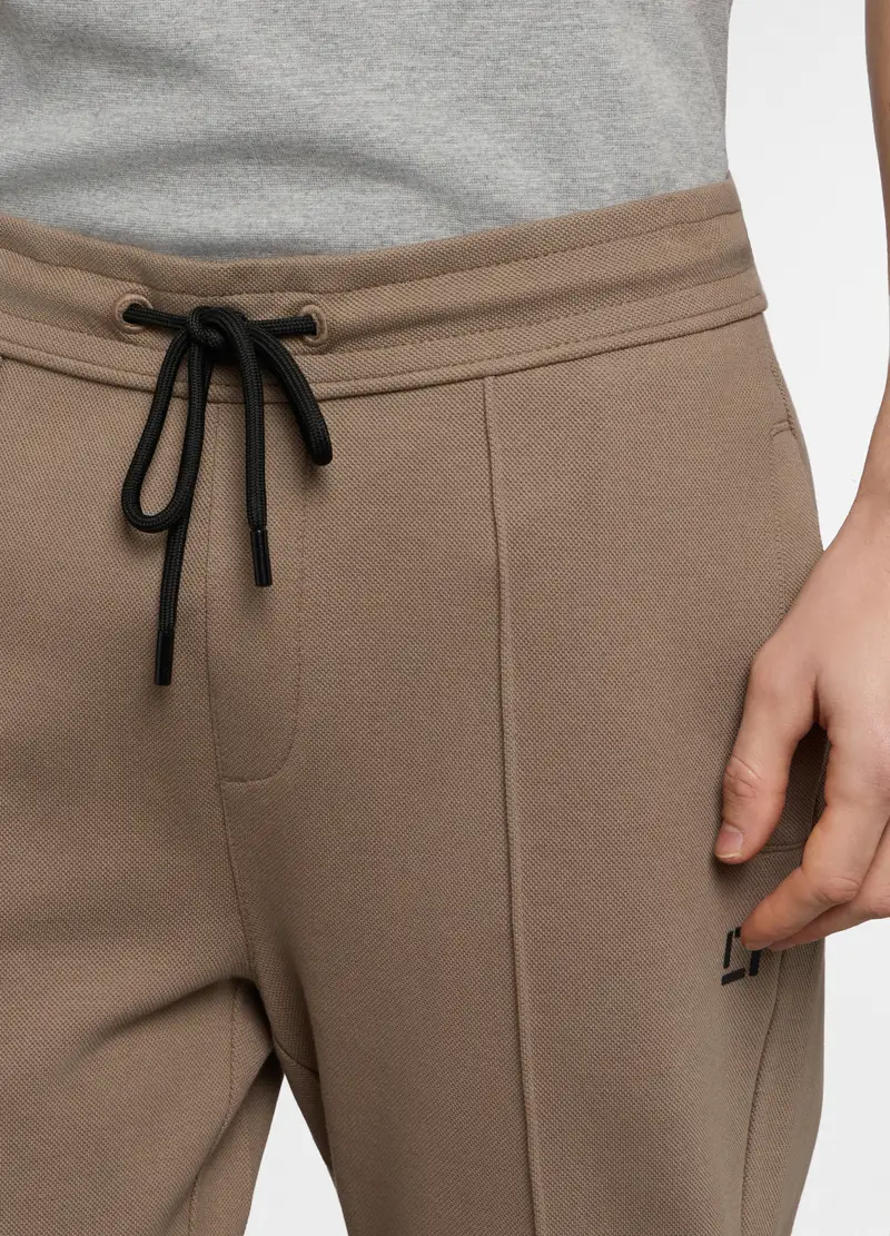 Jogger Con Crête In Interlock Uomo, Unisex, Marrone ecru miniatura 3