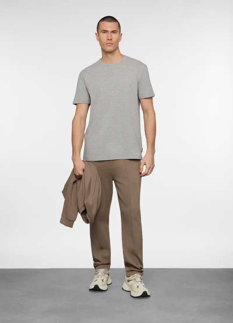 Jogger Con Crête In Interlock Uomo, Unisex, Marrone ecru