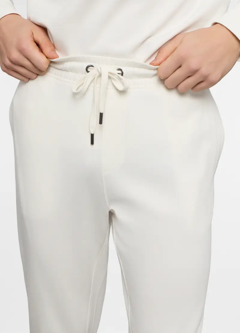 Jogger Con Elastico In Cotone Uomo, Unisex, Bianco latte miniatura 3