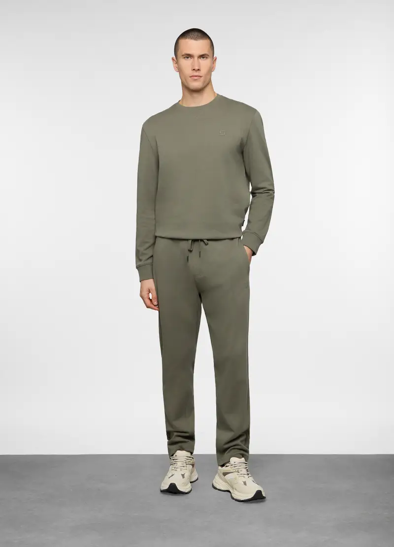 Jogger Con Elastico In Cotone Uomo, Unisex, Verde militare