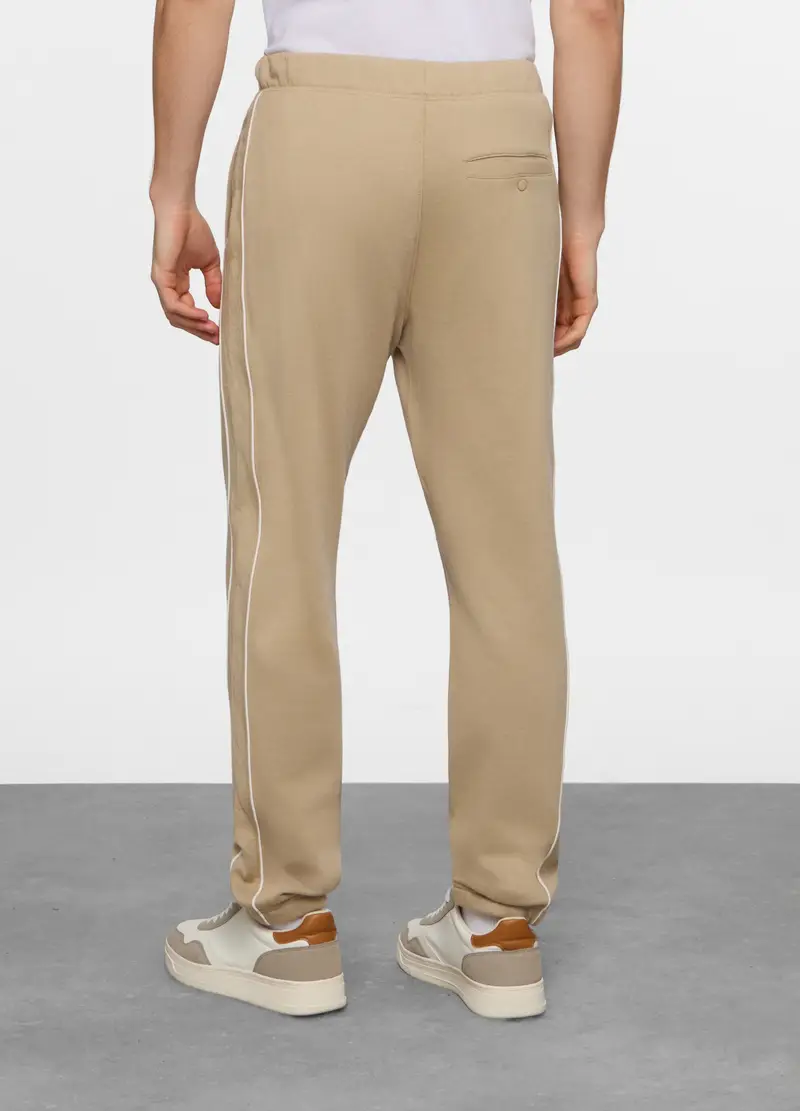 Jogger Con Fasce A Contrasto In Misto Cotone, Unisex, Beige scuro miniatura 2