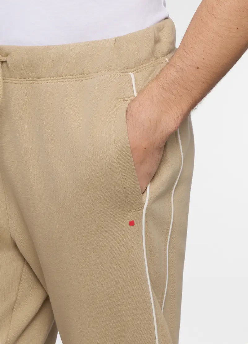 Jogger Con Fasce A Contrasto In Misto Cotone, Unisex, Beige scuro miniatura 3