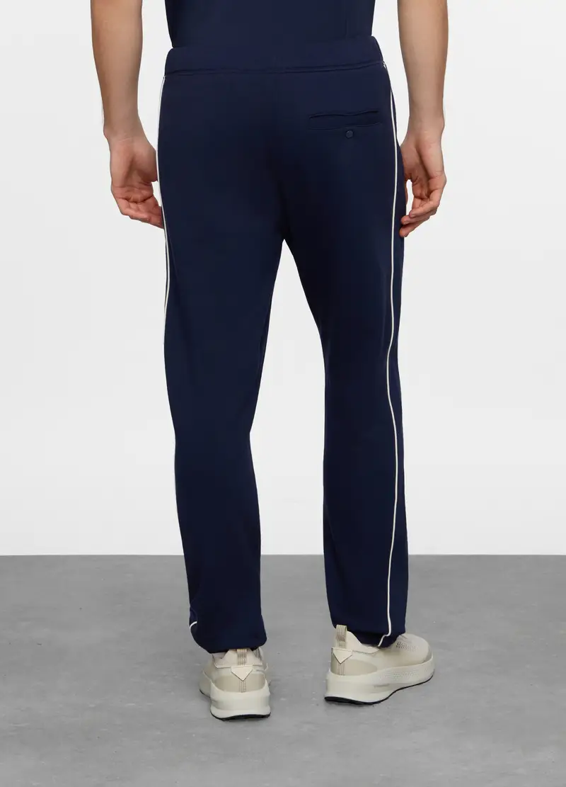 Jogger Con Fasce A Contrasto In Misto Cotone, Unisex, Blu scuro miniatura 2