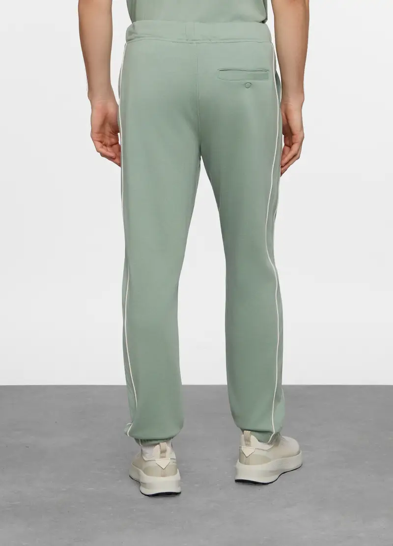 Jogger Con Fasce A Contrasto In Misto Cotone, Unisex, Verde salvia miniatura 2