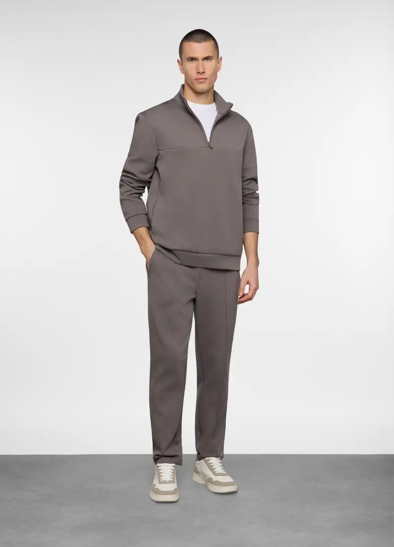 Jogger Di Interlock Misto Cotone Uomo, Unisex, Marrone fango